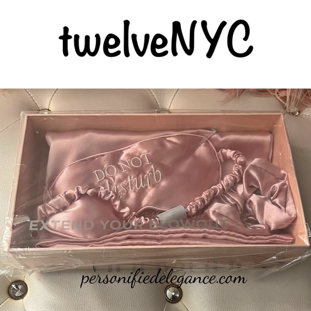 twelveNYC Macy’s Beauty Collection 3PC Extend UR Blowout Pink Satin Set